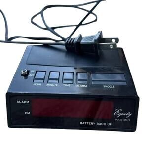 Vintage Equity Digital Alarm Clock - Red LED Display - Retro 70s/80s Electronics